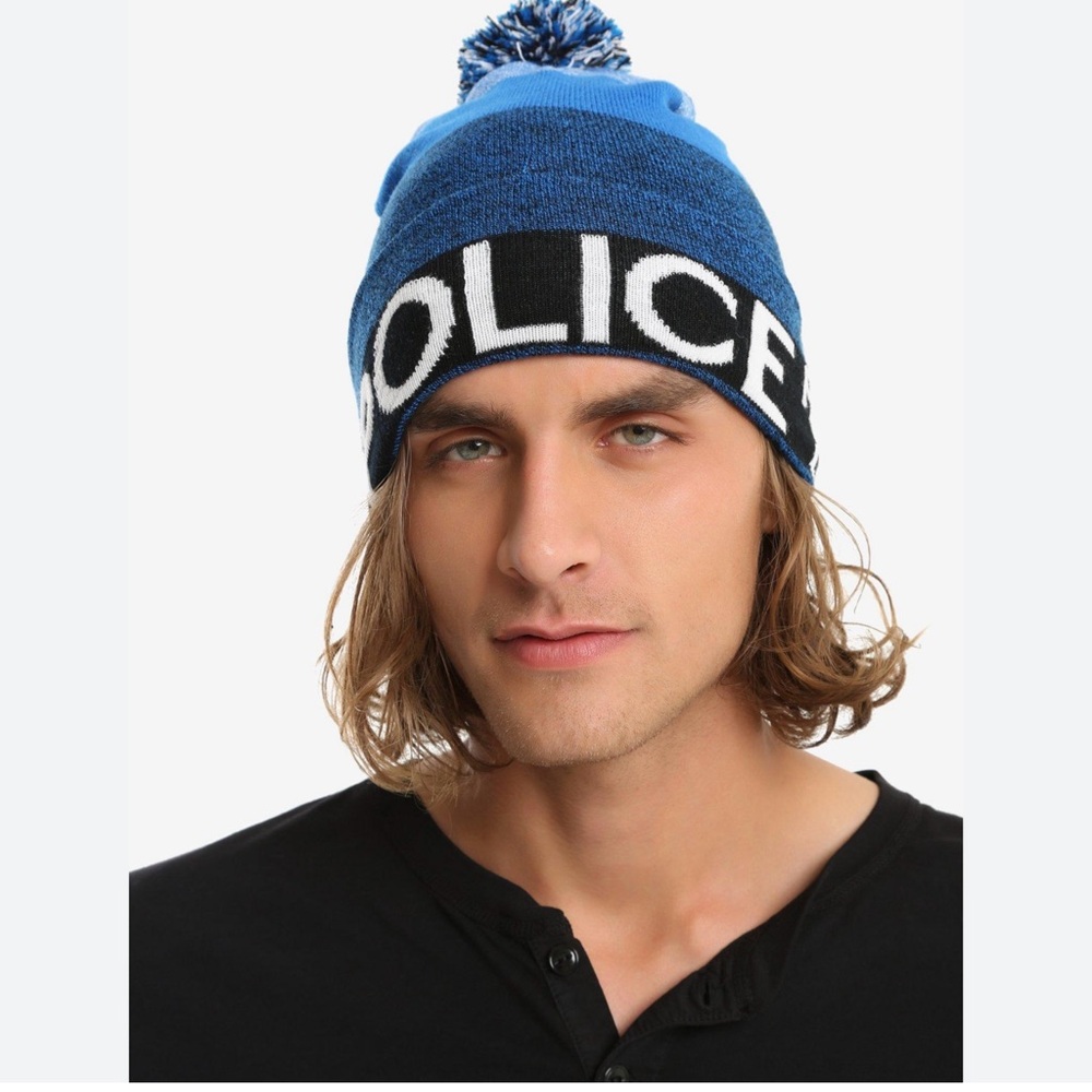 Hot Topic Blue Police Beanie